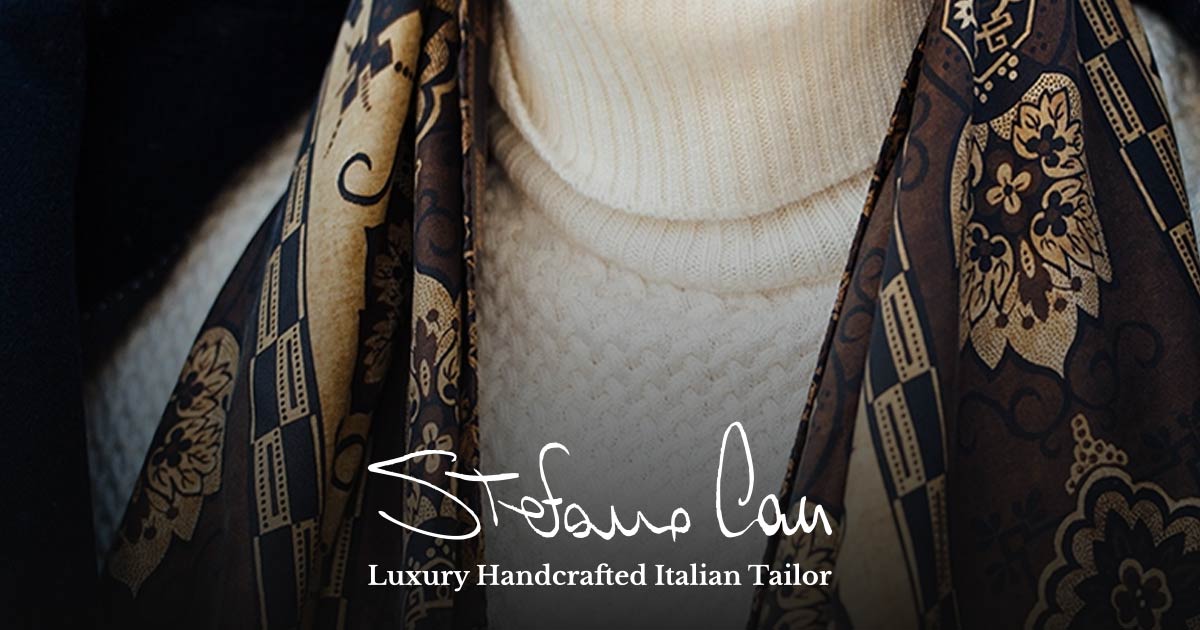 Stefano Cau Como  Bespoke luxury tie, printed silk scarf & shirt