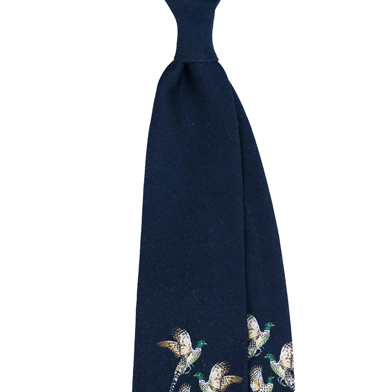 Apulian Diamond printed Italian Wool Tie - Navy Mix