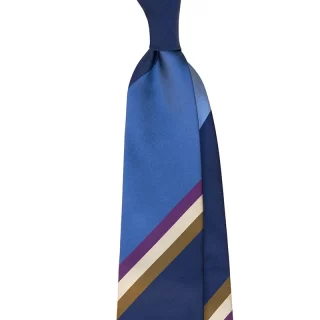 Panel Block Stripe Silk Satin Tie in navy colors, custom made in Italy by Stefano Cau.