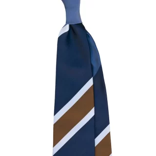 Panel Block Stripe Silk Satin Tie in blue and navy colors. Custom handmade in Como, Italy by Stefano Cau.