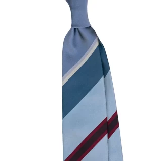 Panel Block Stripe Silk Satin Tie in Blue color. Custom made in Italy by Stefano Cau.