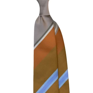 Panel Block Stripe Silk Satin Tie in Orange color. Custom made in Italy By Stefano Cau.