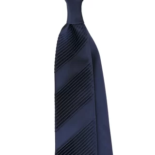 Pleated Silk Satin Tie in Navy color. Handmade in Italy by Stefano Cau.