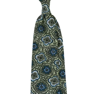 Romantic Medallion Pattern Printed Silk Tie custom made in Como, Italy by Stefano Cau