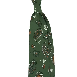 Paisley Motif Printed Silk Bandana Tie in Green color